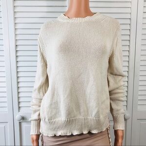 360 SWEATER Ivory Italian Yarn Knit Sweater Size Medium